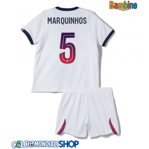 Maglie da calcio Paris Saint-Germain Marquinhos #5 Seconda Maglia Bambino 2026-27 Manica Corta + Pantaloni corti)